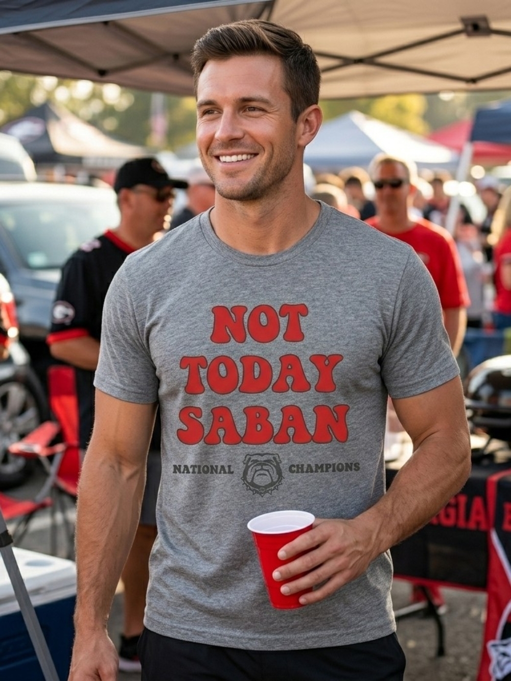 Sheshow Grey Not Today Saban Georgia Bulldogs Graphic Tee Medium - Picture 3 of 4